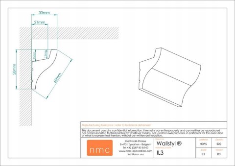 Listwa sufitowa ścienna NMC IL3 wysokość 5cm WALLSTYL oświetleniowa led