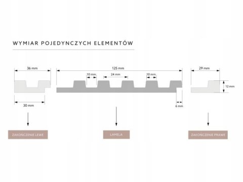 Lewe zakończenie lameli Dąb Ciemny L0104L Mardom Decor długość 2.7m