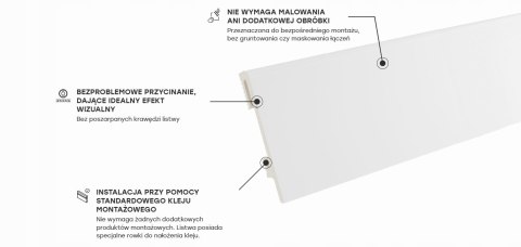 Listwa przypodłogowa szara Premium Floor DuroFit PF100G RAL7047 wysoka 10cm