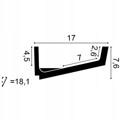 Listwa przysufitowa oświetleniowa C352 Orac Decor Flat LED wysokość 7.6cm