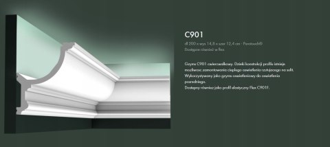 Listwa sufitowa LED C901 wysokość 14,8 cm Orac Decor