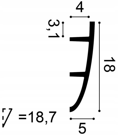 Listwa sufitowa C374 Orac Decor Antonio oświetleniowa LED wysokość 5cm