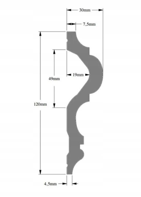 P8050F elastyczna listwa ścienna wysokość 12cm naścienna Orac Decor