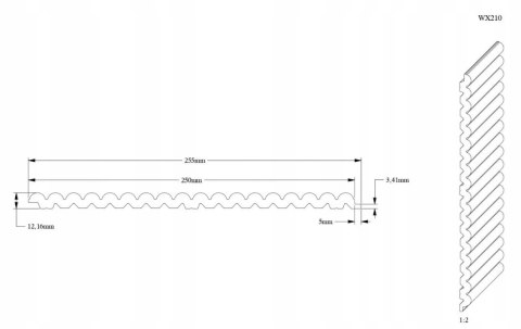 WX210 Orac Decor biały panel ryflowany 3d sztukateria ścienna długość 2m
