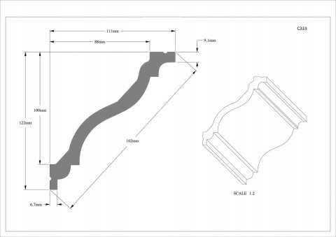 Listwa sufitowa C333 ORAC DECOR wysokość 12.2cm