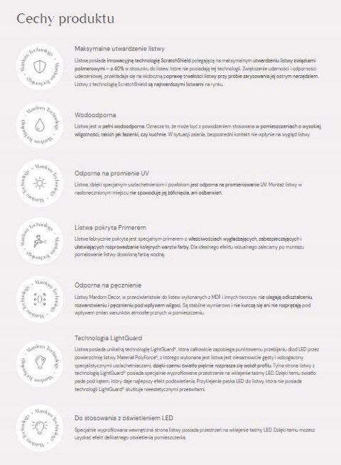 Listwa sufitowa oświetleniowa PolyForce MD145 Mardom wysokość 6cm