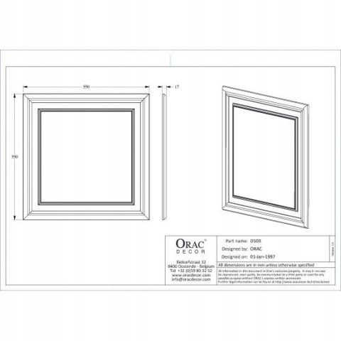 D503 Orac decor kwadratowy panel ścienny 55 cm x 55 cm boazeria angielska