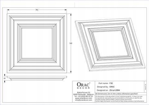 F30 Orac Decor kwadratowy panel ścienny 59,5cm x 59,5cm boazeria angielska