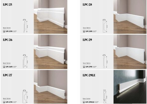 Listwa przypodłogowa LPC-23 Creativa RAL9006 srebrna 7cm DŁUGOŚĆ 2.44m