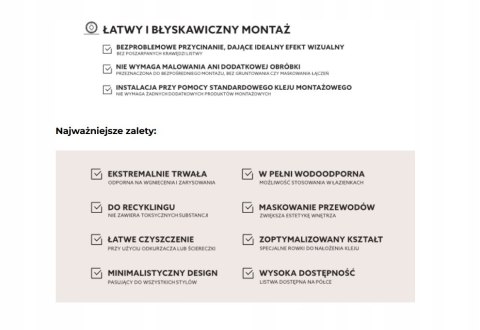 Listwa przypodłogowa PF060G DUROFIT wysokość 6cm szara RAL7047 240cm