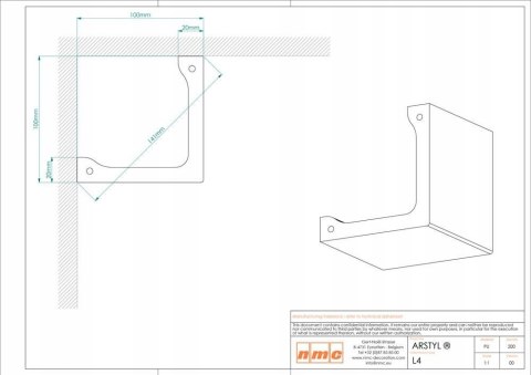 Listwa sufitowa profil maskujący NMC L4 10x10cm ZABUDOWA RURY ARSTYL 2m