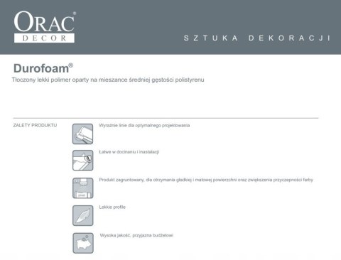 Orac Decor CB523N - 15 sztuk LISTWA SUFITOWA GZYMS WYSOKOŚĆ 5.9cm STYROPIAN