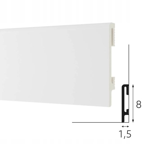 PF080 listwa przypodłogowa biała RAL9003 Durofit wysokość 8cm wodoodporna