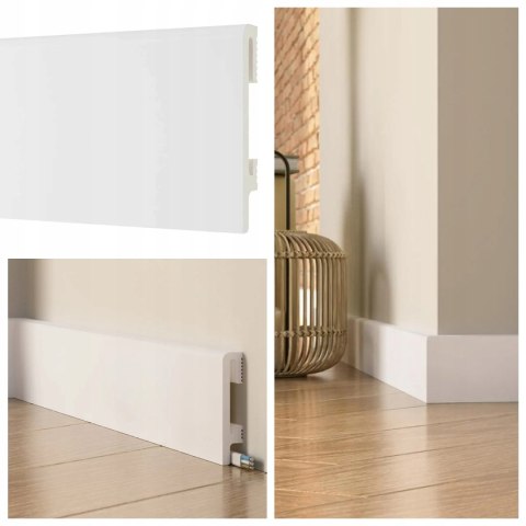 PF080 listwa przypodłogowa biała RAL9003 Durofit wysokość 8cm wodoodporna