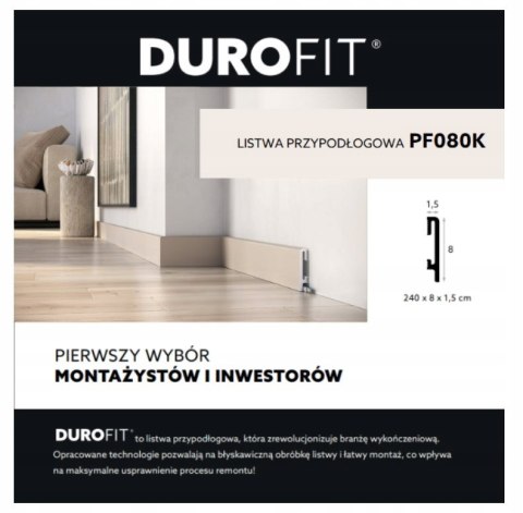 PF080K kaszmir listwa przypodłogowa wysokość 8cm kolor DUROFIT Mardom