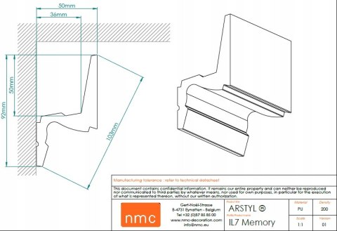 Listwa oświetleniowa ścienna NMC wysokość IL7 9.2cm LED