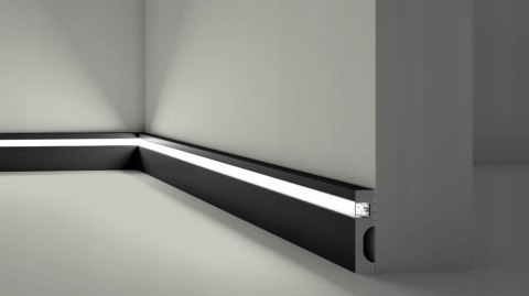 Listwa przypodłogowa IL11 NMC BLACK LED WALLSTYL 8cm RAL7021 CZARNY DYFUZOR