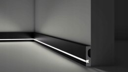 Listwa przypodłogowa IL11 NMC BLACK LED WALLSTYL 8cm RAL7021 czarny dyfuzor
