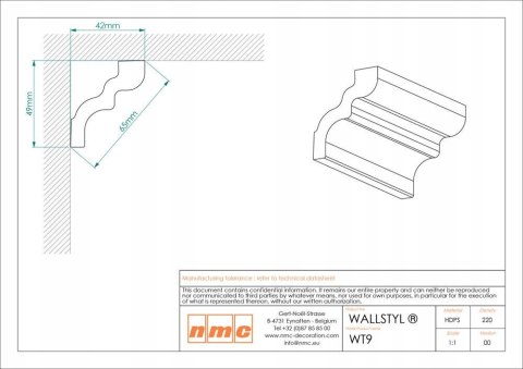 Listwa przysufitowa NMC WT9 H-4.9cm WALLSTYL NOEL & MARQUET