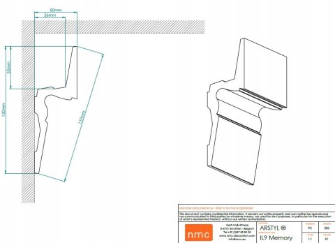Listwa ścienna oświetleniowa NMC IL9 15cm LED Arstyl 2m