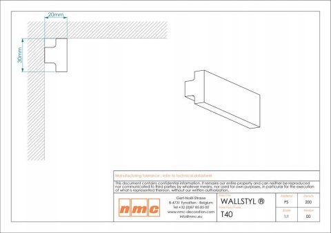 Listwa sufitowa NMC T40 H-3cm DŁUGOŚĆ 200cm Wallstyl NOEL & MARQUET