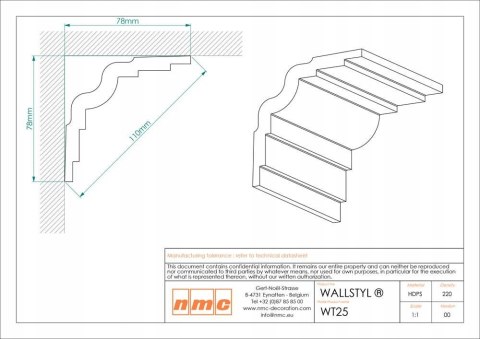 Listwa sufitowa NMC WT25 7.8cm Wallstyl NOEL & MARQUET