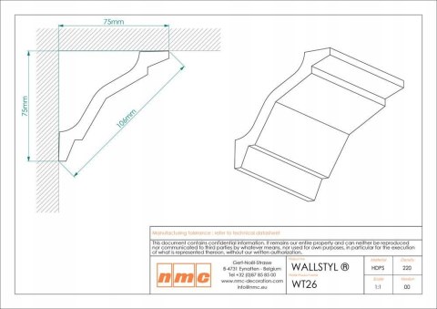 Listwa sufitowa NMC WT26 H-7.5cm WALLSTYL NOEL & MARQUET