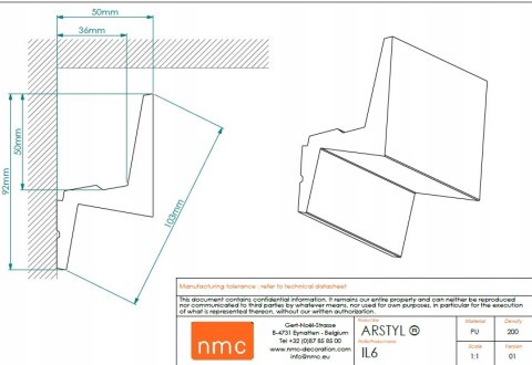 Listwy oświetleniowe ścienne NMC IL6 wysokość 9.2cm LED