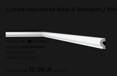 NMC WL13 listwa ścienna wysokość 2.5cm naścienna Wallstyl Noel&Marquet