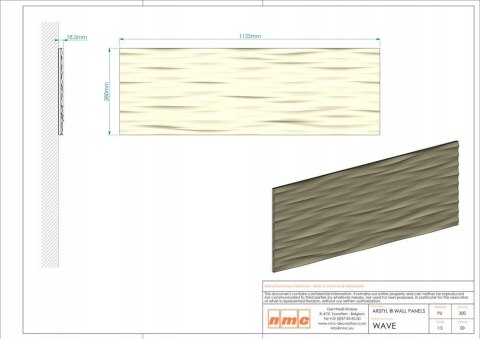 Panel ścienny 3D NMC WAVE dekoracyjny 38x113,5cm Noel & Marquet