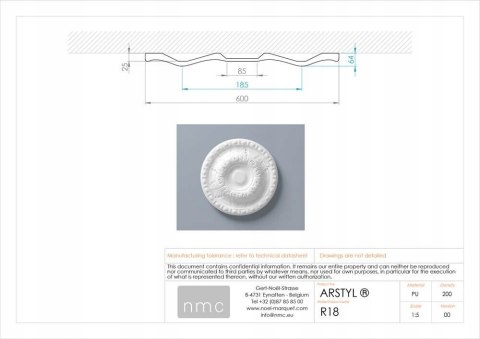 Rozeta NMC R18 średnica Ø 60cm SUFITOWA sztukateria ARSTYL NOEL & MARQUET