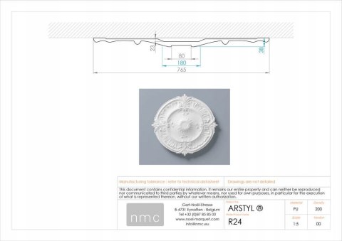 Rozeta NMC R24 średnica Ø 76.5cm SUFITOWA sztukateria ARSTYL NOEL & MARQUET
