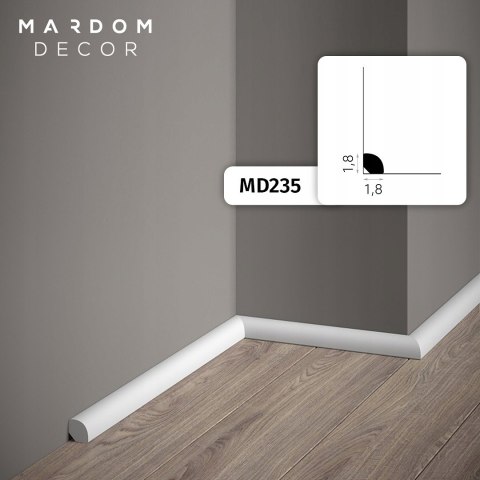 MD235P MARDOM DECOR Listwa przypodłogowa wysokość 1.8 cm Ral9003