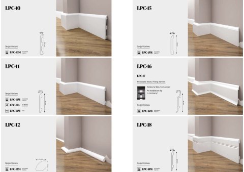 Listwa przypodłogowa LPC-07M kolor biały RAL 9003 wysokość 8cm cokół