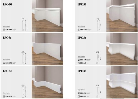 Listwa przypodłogowa LPC-18M CREATIVA BIAŁA MALOWANA 108x12.4x2440mm