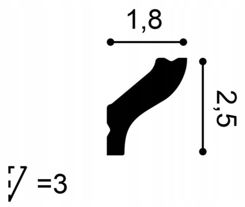 Listwa sufitowa CB500N - 15 sztuk ORAC DECOR wysokość 2.5cm STYROPIAN
