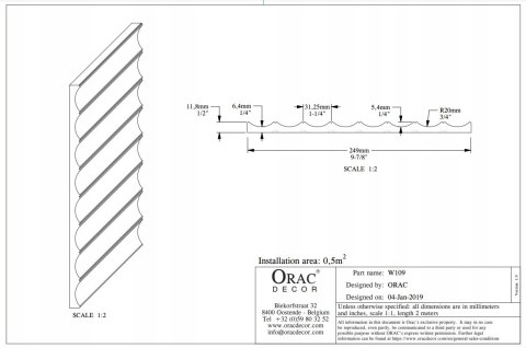 W109 ORAC DECOR Valley długość 2m panele ścienne 3D dekoracyjne wodoodporne